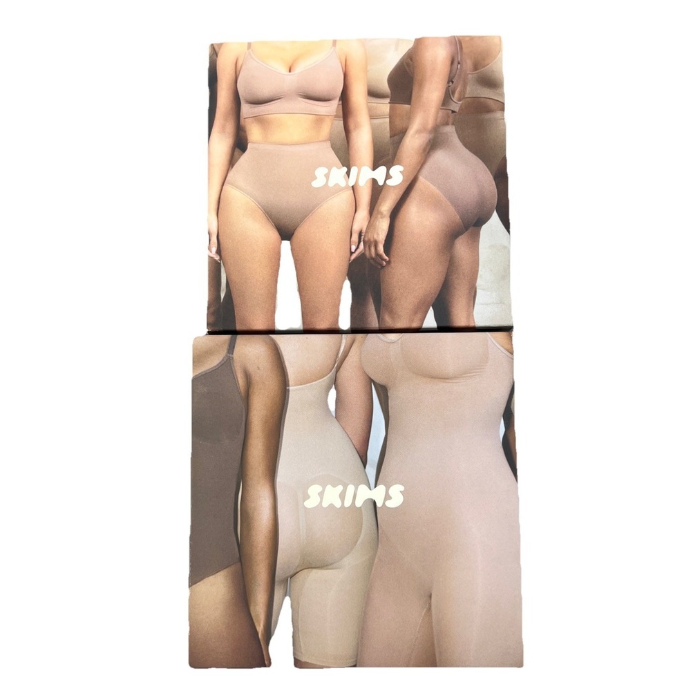 Skims Women's Seamless Sculpt ONYX Mid Thigh Bodysuit/High Waist Thong XXS/XS